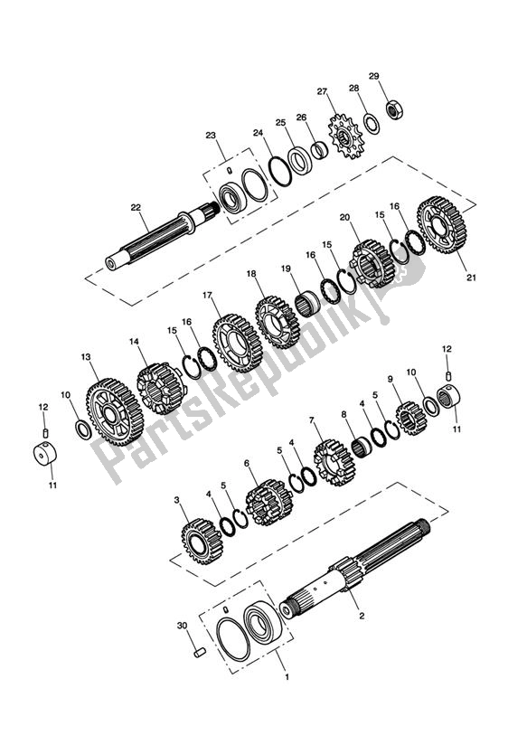 Todas as partes de Engrenagens do Triumph Daytona 600 & 650 599 2003 - 2005