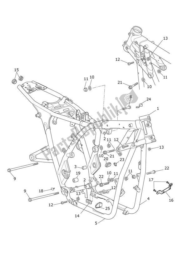 All parts for the Main Frame Assembly of the Triumph Bonneville T 120 Black From AD 0139 +DGR 1200 2016 - 2021