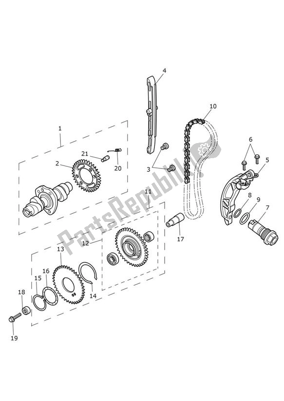 Alle onderdelen voor de Camshaft Timing Chain van de Triumph Thruxton RS 1200 2020 - 2024