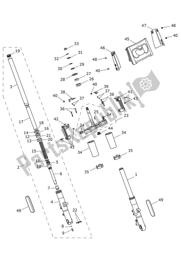 All parts for the Front Suspension of the Triumph Thunderbird Commander 1699 2014 - 2016