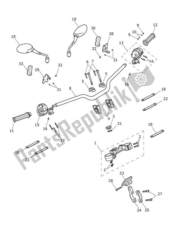 Todas las partes para Handlebar Switch de Triumph Tiger XRT UP TO VIN 855531 1215 2015 - 2017