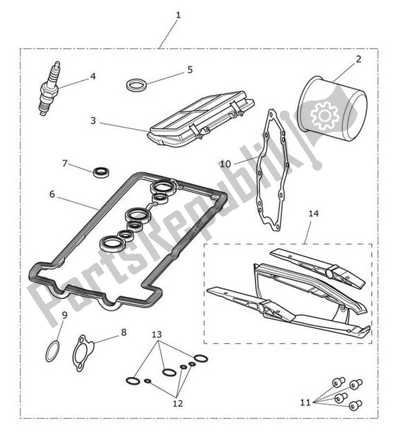Todas las partes para Servicekit de Triumph Tiger XRX From VIN 855532 1215 2018 - 2021