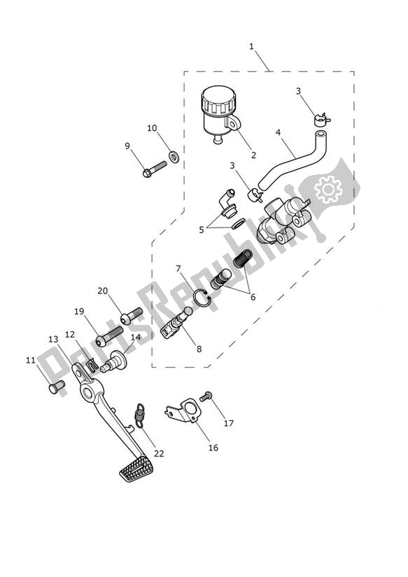 All parts for the Master Cylinder Assy Rear of the Triumph Street Triple R From VIN BF 1297 765 2021 - 2024