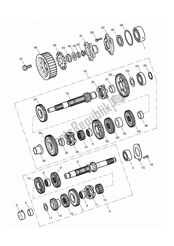 All parts for the Gears of the Triumph Thunderbird LT 1699 2014 - 2018