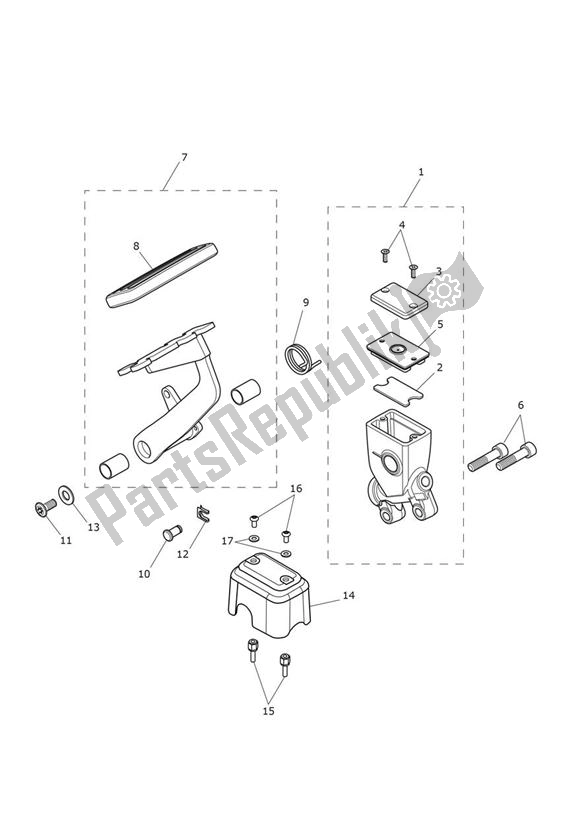 All parts for the Master Cylinder Assy Rear of the Triumph Thunderbird Commander 1699 2014 - 2016