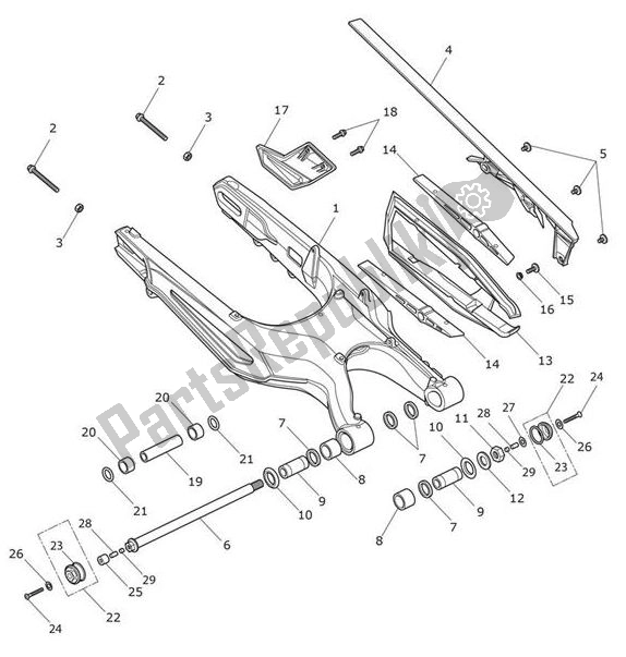All parts for the Swingarm of the Triumph Tiger XRT From VIN 855532 1215 2018 - 2021