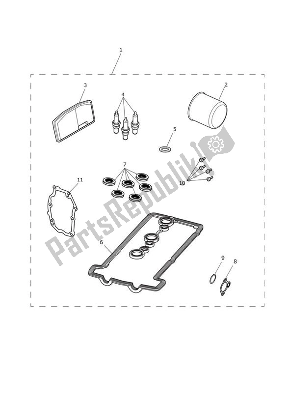 Alle onderdelen voor de Servicekit van de Triumph Street Triple RS UP TO VIN 965682 765 2017 - 2020