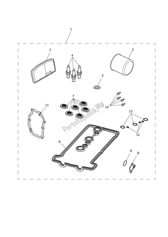 Todas as partes de Servicekit do Triumph Street Triple RS From VIN BF 1297 765 2021 - 2024