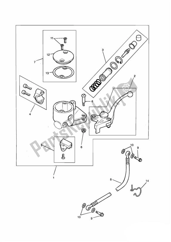 Todas as partes de Controle De Embreagem do Triumph Thunderbird Sport 885 1997 - 2000