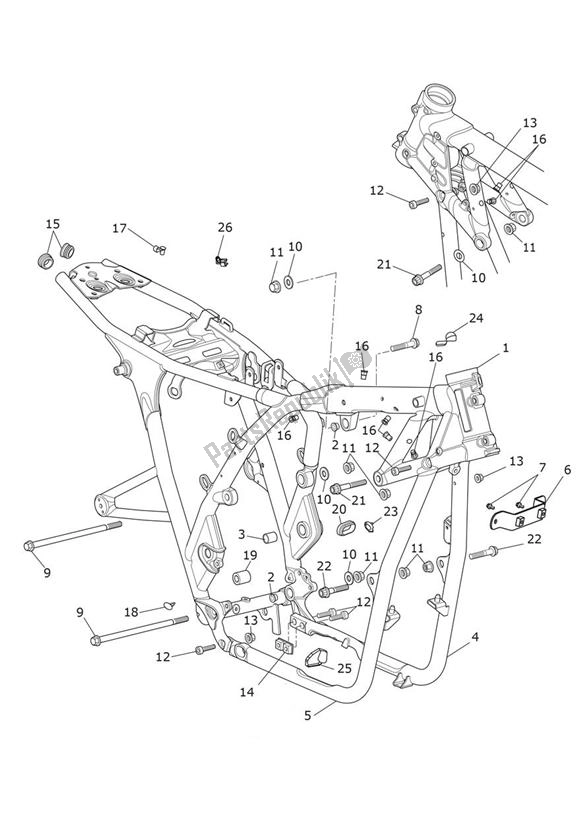 All parts for the Main Frame Assembly of the Triumph Scrambler 900 From 2022 2022 - 2024
