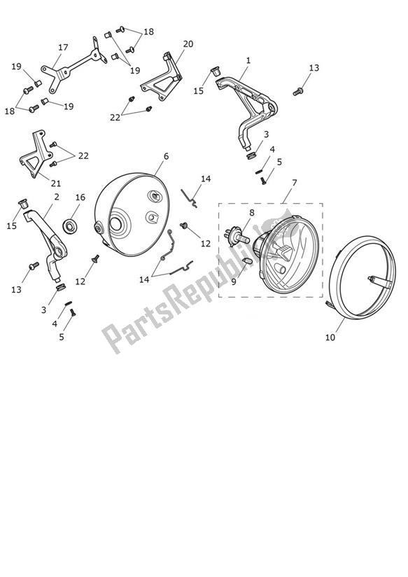 All parts for the Headlight of the Triumph Scrambler 900 From 2022 2022 - 2024