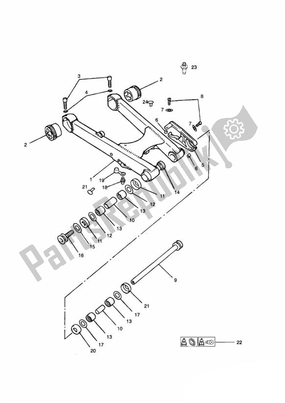 Toutes les pièces pour le Swingarm Up To Vin 029155 du Triumph Thunderbird 900 885 1995 - 2004