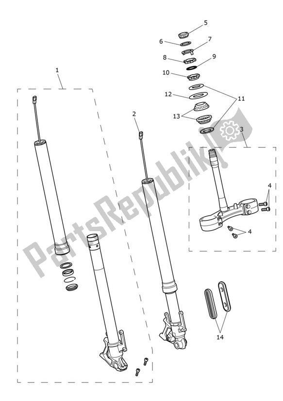 All parts for the Front Suspension of the Triumph Tiger 1200 GT Explorer 1215 2022 - 2024