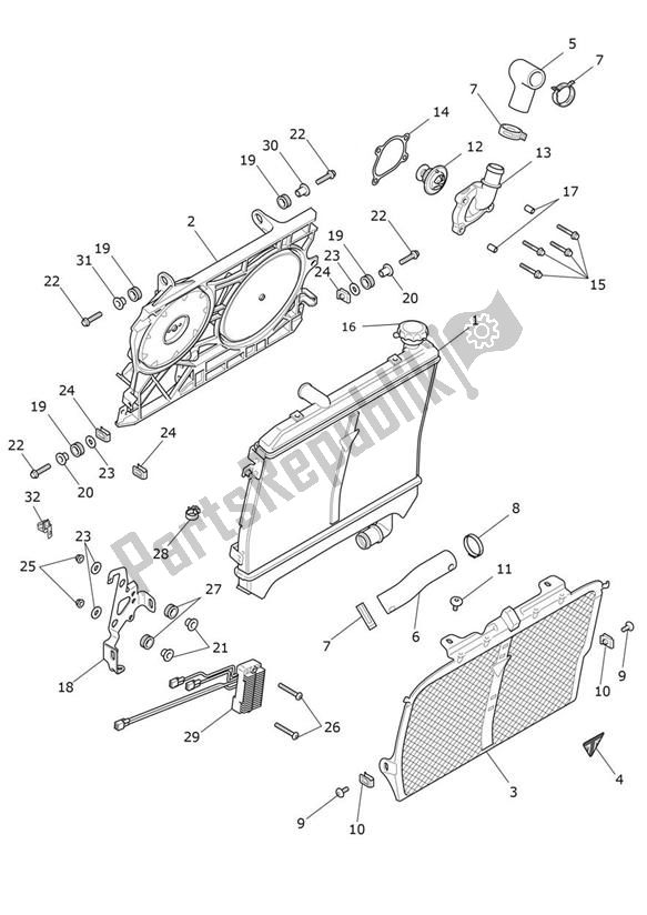 All parts for the Cooling of the Triumph Rocket 3 R Black 2458 2021