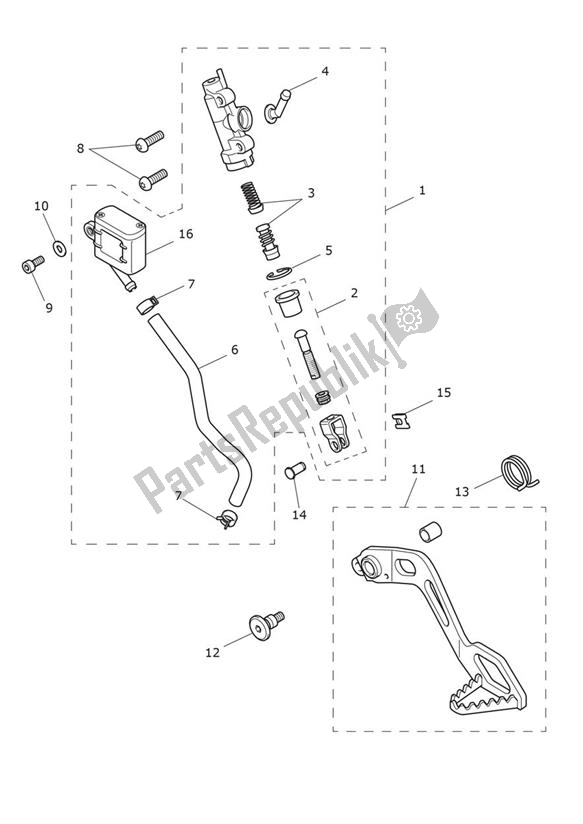 All parts for the Master Cylinder Assy Rear of the Triumph Tiger 900 V5 888 2020 - 2024