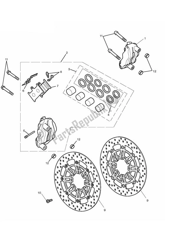 Wszystkie części do Caliper Front Triumph Daytona 675 UP TO VIN 564947 2006 - 2017