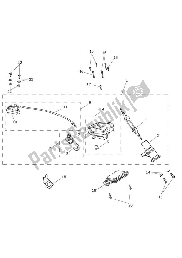 All parts for the Lockset Ignition Lock Set of the Triumph Daytona R From VIN 564948 675 2017 - 2018