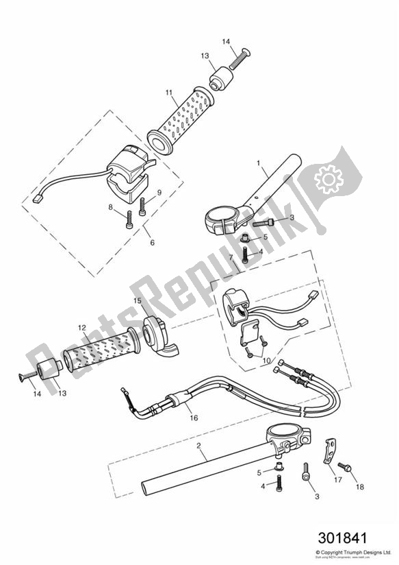 Tutte le parti per il Handlebar Switch del Triumph Daytona 600 & 650 599 2003 - 2005