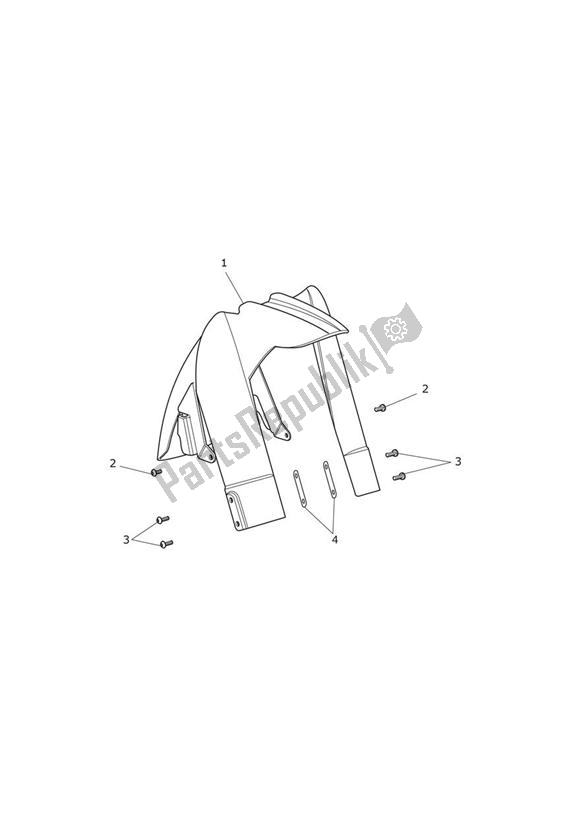 All parts for the Mudguard Front of the Triumph Tiger XCA UP TO VIN 855531 1215 2015 - 2017