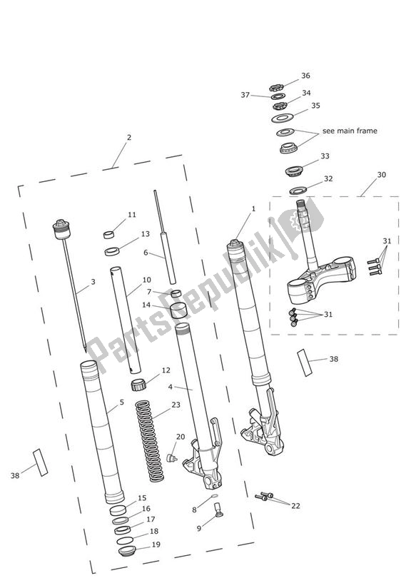 All parts for the Front Suspension of the Triumph Speed Triple 1050 From VIN 461332 2005 - 2010