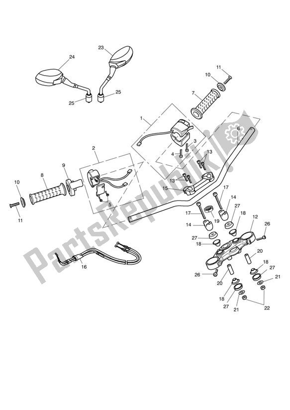 All parts for the Handlebar Switch of the Triumph Street Triple R UP TO VIN 560476 675 2008 - 2012