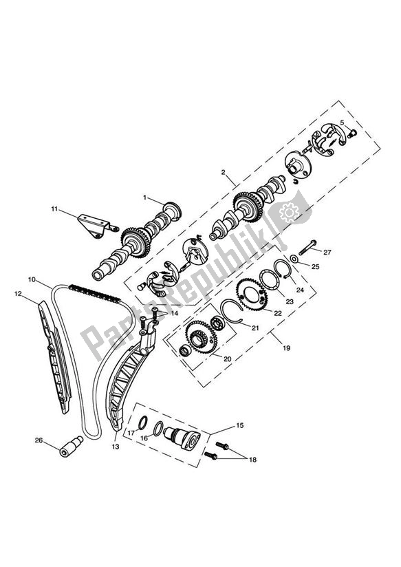 All parts for the Camshafts of the Triumph Thunderbird 1600 & 1700 1597 2009 - 2015