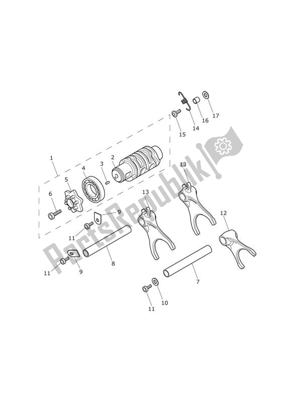 Wszystkie części do Gear Selector Drum Up To Af9301 Triumph Street Triple S 660 From VIN 967907 2021 - 2024