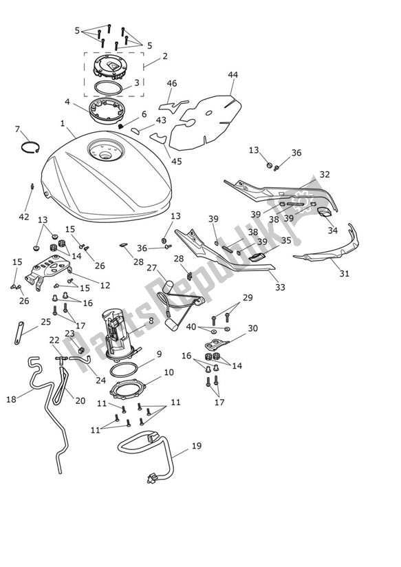 Todas as partes de Tanque De Combustível do Triumph Speed Triple 1200 RR 1160 2021 - 2024