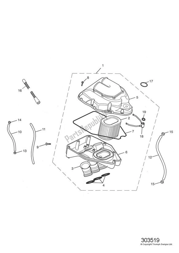 Tutte le parti per il Airbox (airfilter) del Triumph Sprint ST 955I From VIN 139277 2002 - 2004