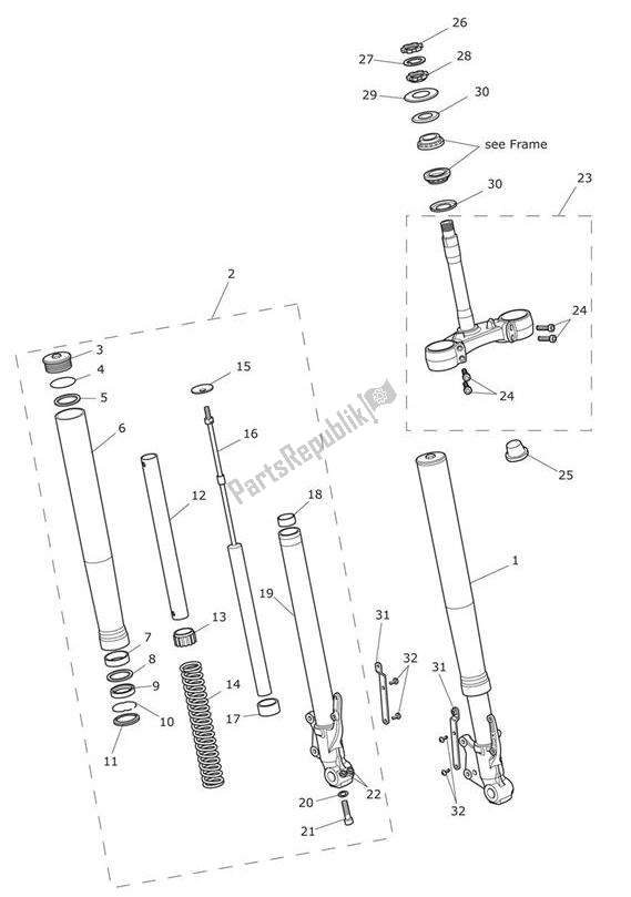 Tutte le parti per il Front Suspension Standard del Triumph Tiger XRX From VIN 855532 1215 2018 - 2021