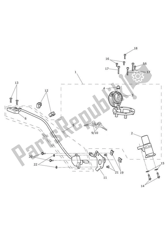 All parts for the Lockset Ignition of the Triumph Speed Triple 1050 From VIN 461332 2005 - 2010