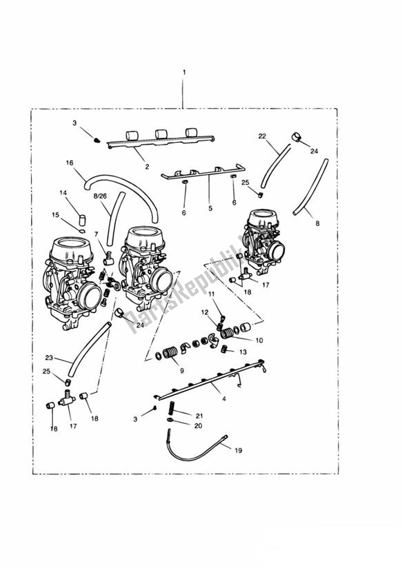 All parts for the Carburator 3zylinder of the Triumph Trophy UP TO VIN 29155 1215 2012 - 2017