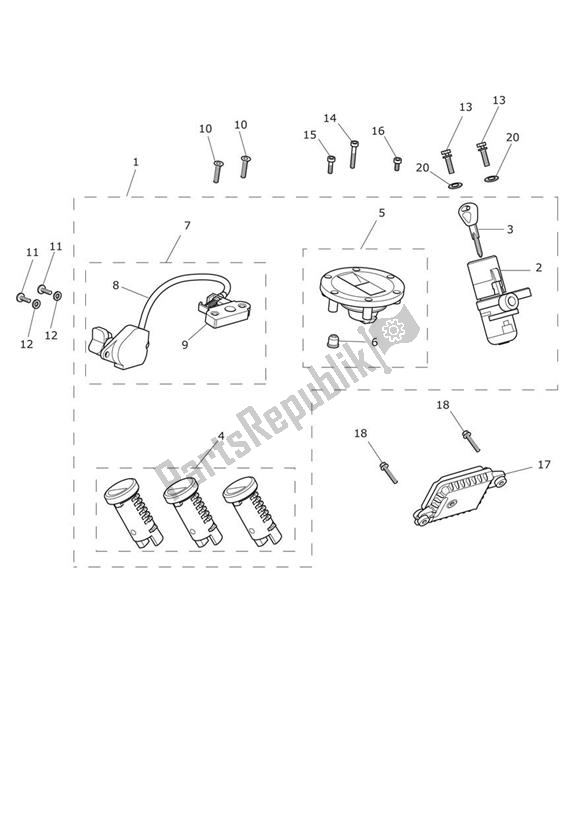 Wszystkie części do Zestaw Zamka Triumph Tiger XRT UP TO VIN 855531 1215 2015 - 2017