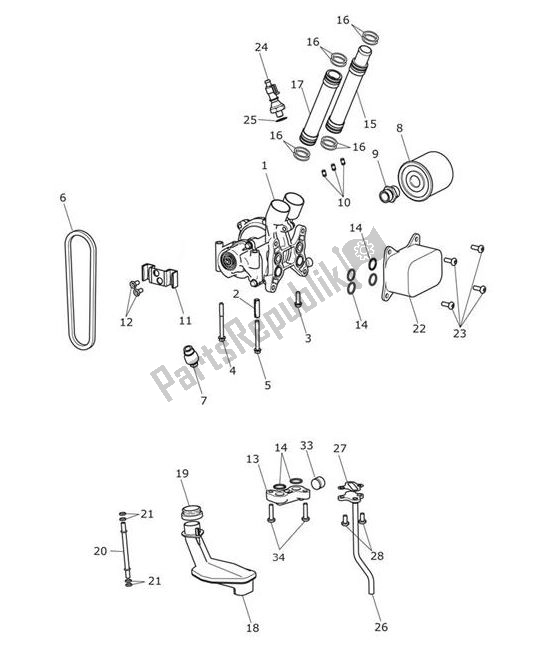 All parts for the Oilpump Lubrication of the Triumph Tiger 1200 XR 1215 2018 - 2020