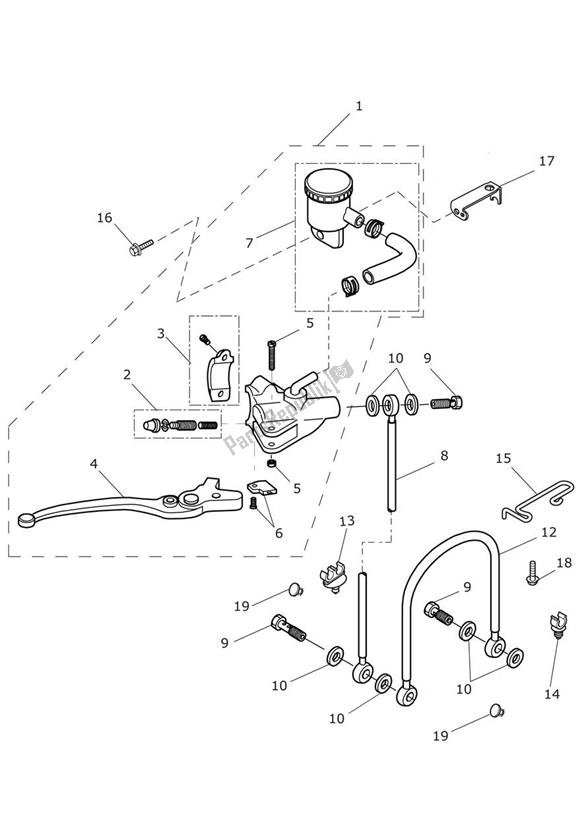 All parts for the Master Cylinder Assy Front of the Triumph Street Triple R & RX From VIN 560477 675 2012 - 2016