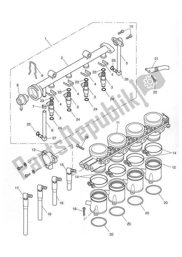 All parts for the Injection of the Triumph TT 600 599 2000 - 2003