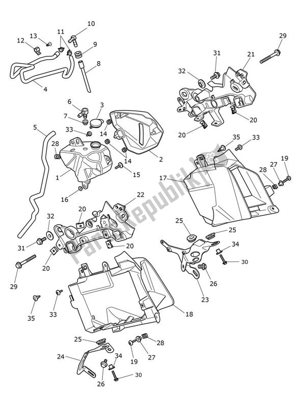 All parts for the Cooling Fairing of the Triumph Tiger 1200 GT Explorer 1215 2022 - 2024