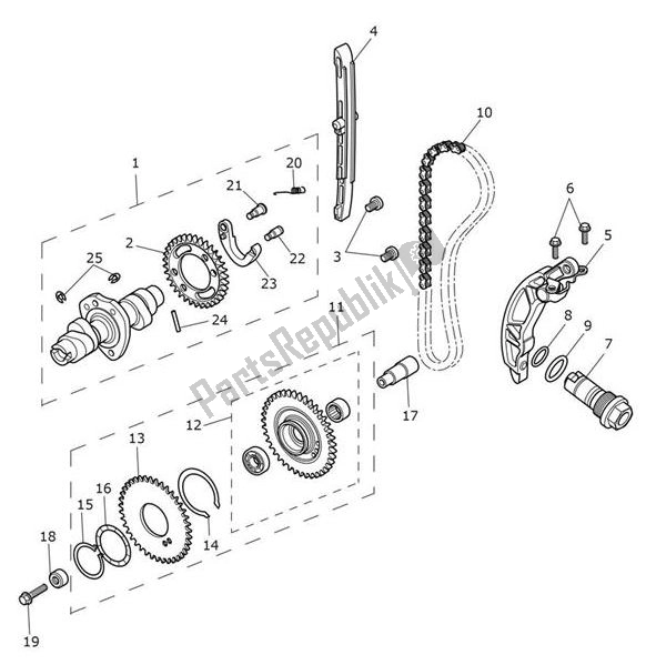 All parts for the Camshaft Timing Chain of the Triumph Bobber UP TO AC 1195 1200 2017 - 2018