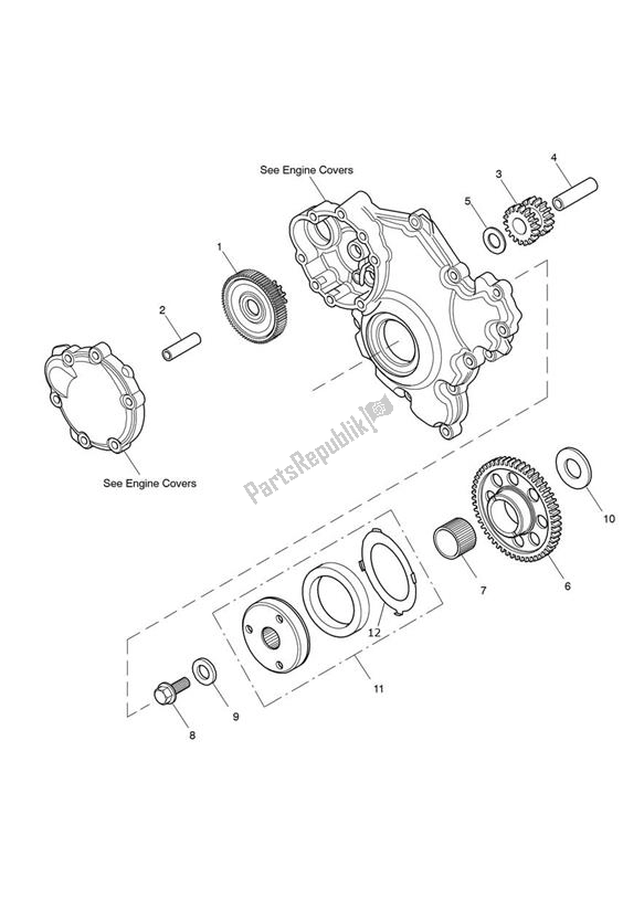 Todas as partes de Sprag Clutch From Engine 491324 do Triumph Speed Triple 1050 From VIN 461332 2005 - 2010