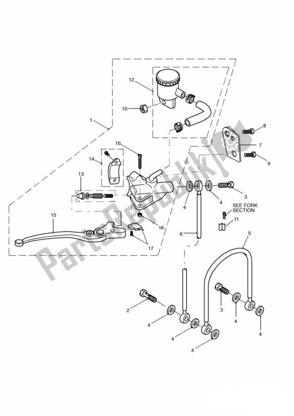 All parts for the Master Cylinder Assy Front of the Triumph Daytona T 595 / 955I 1997 - 2001