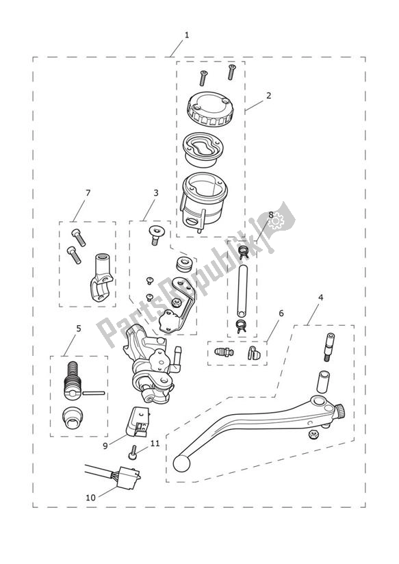 All parts for the Master Cylinder Assy Front of the Triumph Tiger 900 V5 888 2020 - 2024