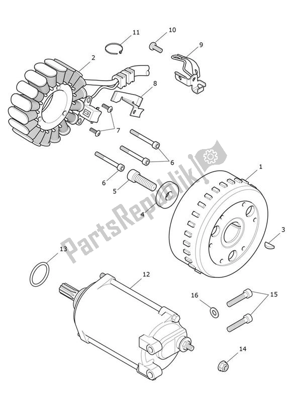 All parts for the Starter Generator of the Triumph Rocket 3 GT 2458 2020 - 2024