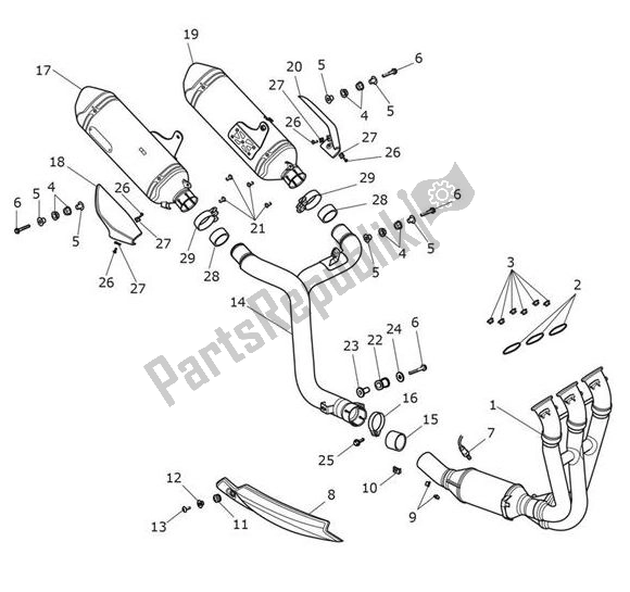 All parts for the Exhaust of the Triumph Speed Triple RS From VIN 867601 1050 2018 - 2020
