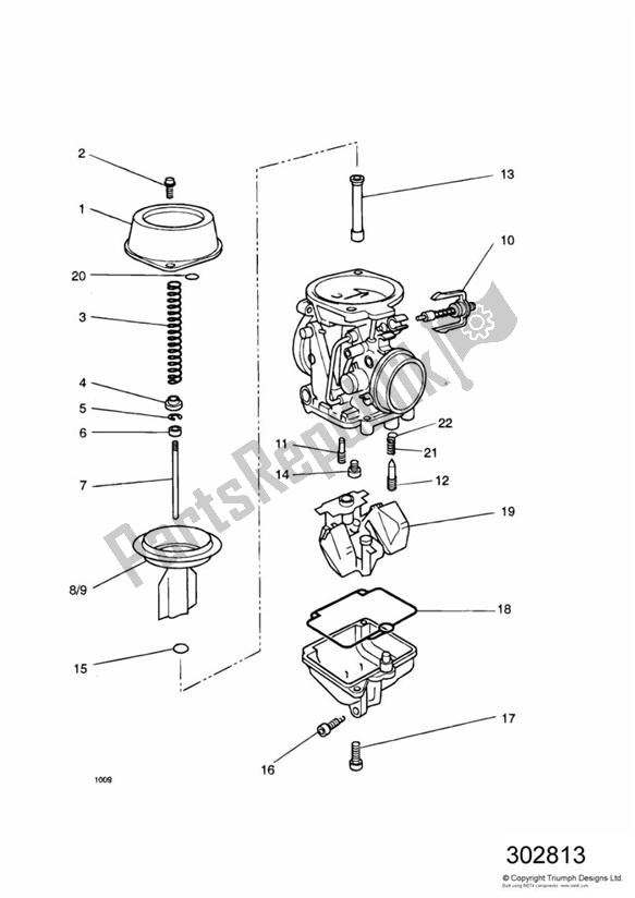 All parts for the Carburator Parts For T1240635 of the Triumph Speed Triple Carburator 885 1994 - 1997