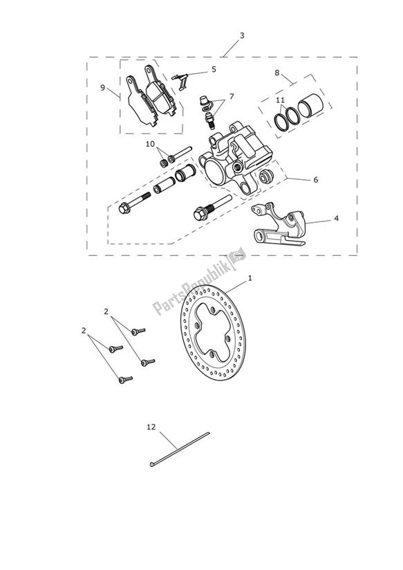 All parts for the Break Rear of the Triumph Tiger XR UP TO VIN 855531 1215 2015 - 2017