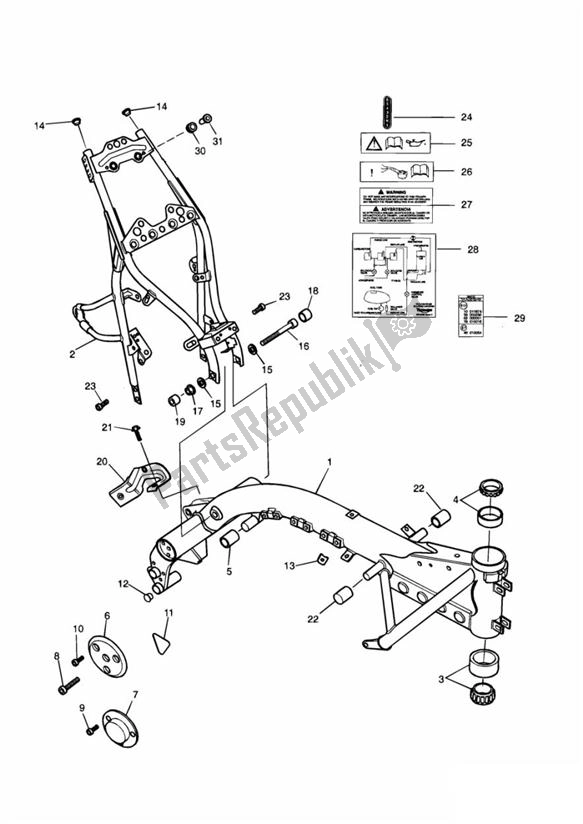 Toutes les pièces pour le Main Frame Assembly From Vin 071699 du Triumph Thunderbird 900 885 1995 - 2004