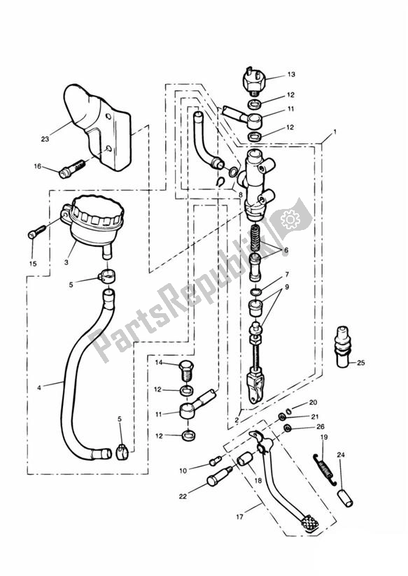 All parts for the Master Cylinder Assy Rear of the Triumph Legend TT 885 1998 - 2001