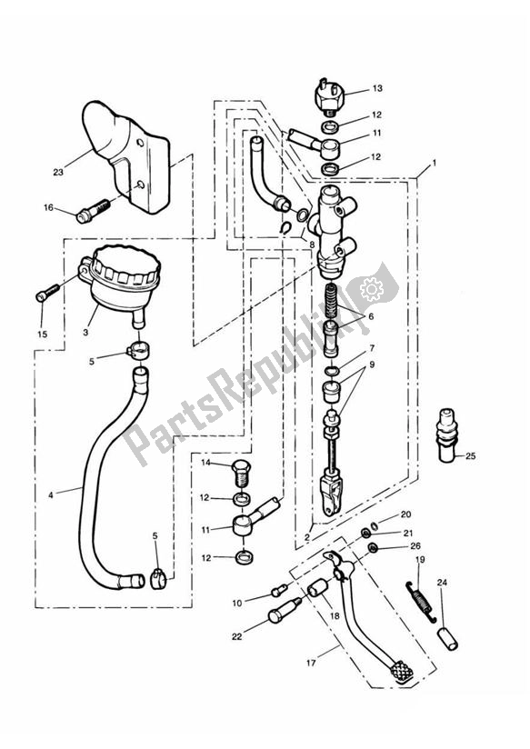 Todas as partes de Master Cylinder Assy Rear do Triumph Adventurer UP TO VIN 71698 885 1996 - 1998