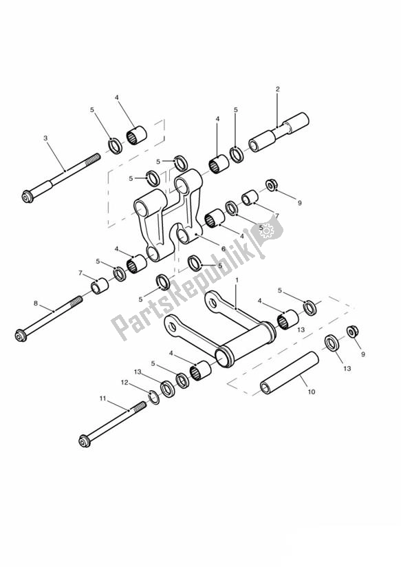 Toutes les pièces pour le Rear Suspension Linkage Single Sided Swingarm du Triumph Daytona 955I From VIN 132513 1997 - 2006