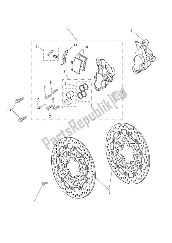 Todas as partes de Break Front do Triumph Tiger Explorer 1215 2012 - 2016